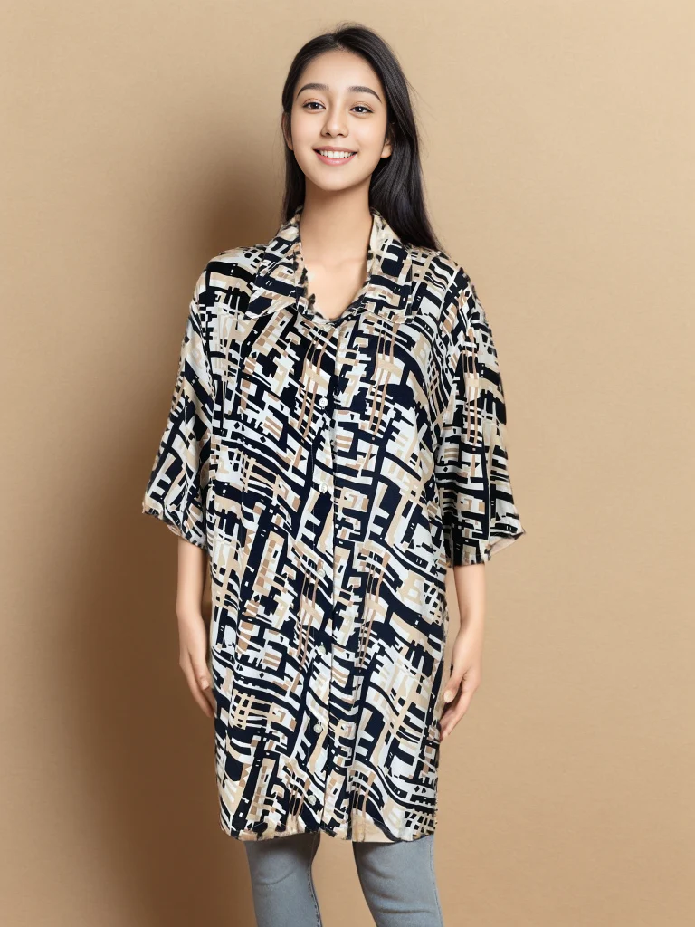 Geometric Print Oversized Shirt