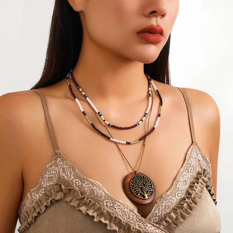 Bohemian Multi-Layer Tree Pendant Necklace