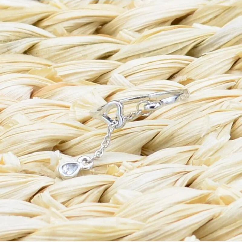 Elegant Heart-Shaped Alloy Ring With Dangling Charm