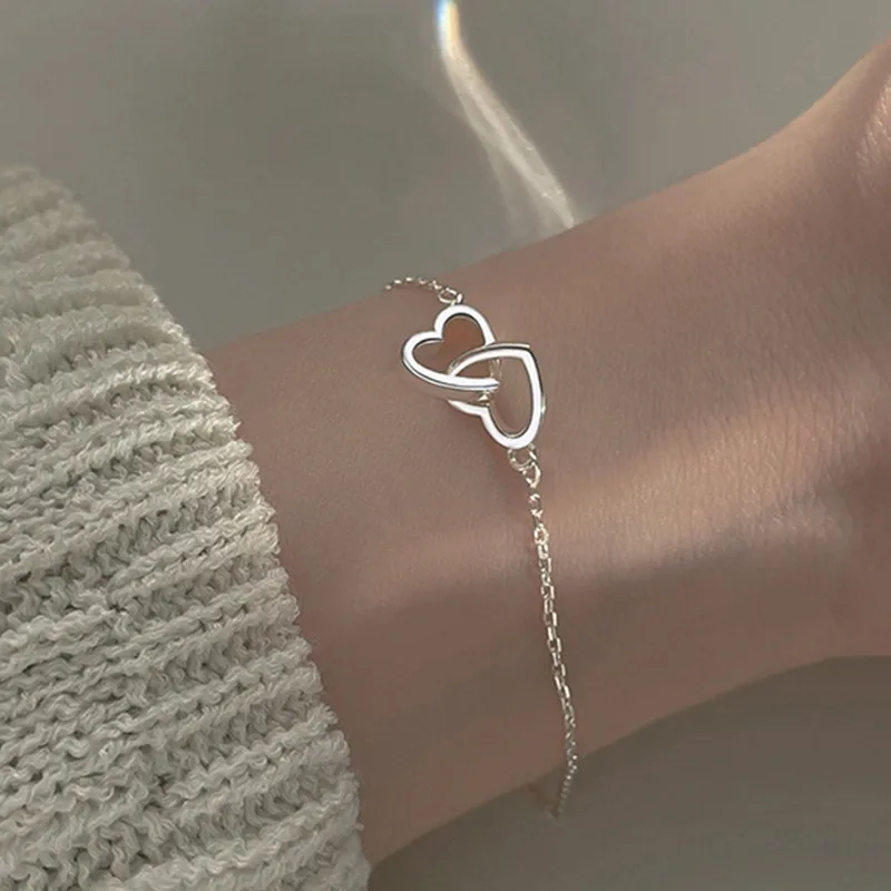 Simple Style Heart-Shaped Alloy Plating Chain Women'S Bracelets
