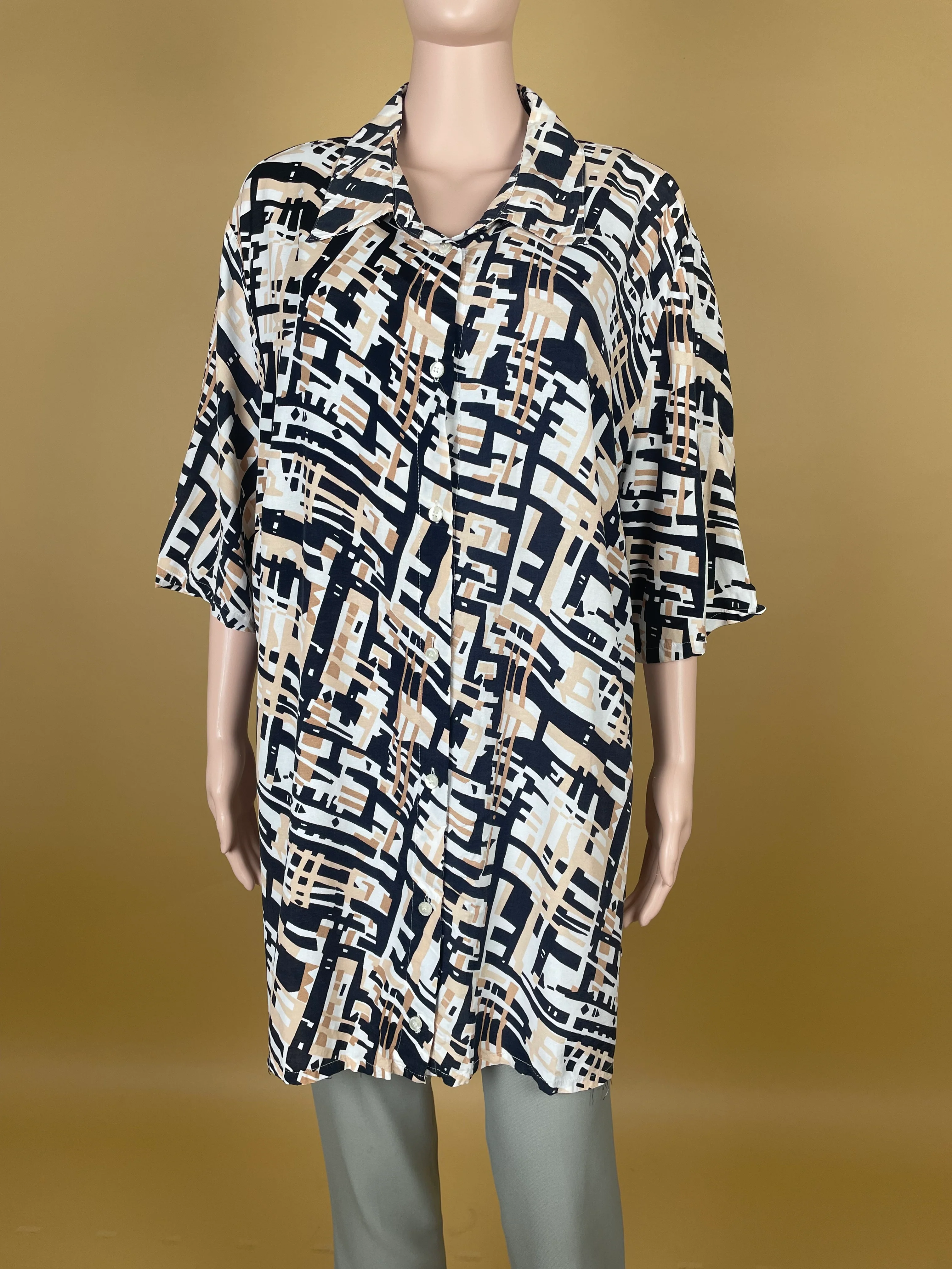 Geometric Print Oversized Shirt