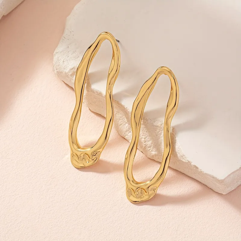 Elegant Irregular Shiny Metallic Drop Earrings