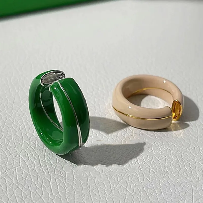 Elegant Color Block Enamel Rings