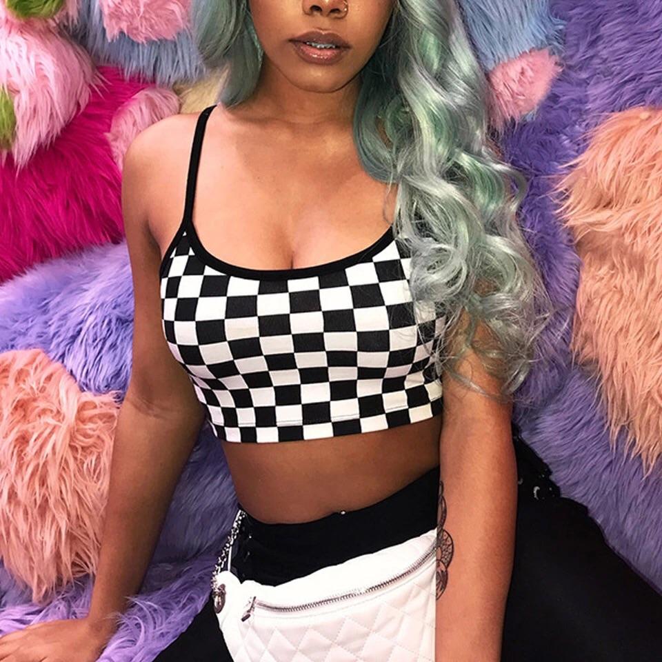 Checkered Pattern Crop Top