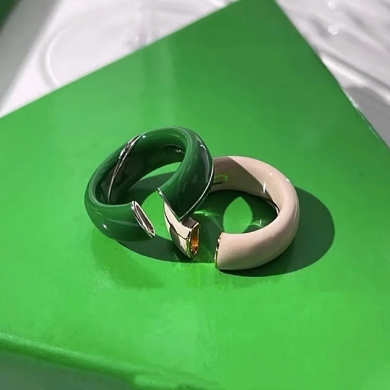 Elegant Color Block Enamel Rings