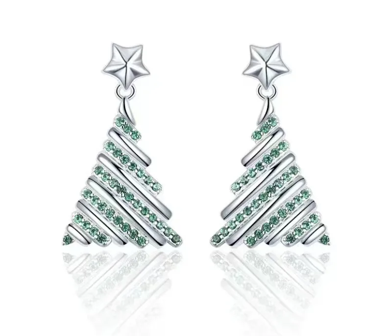 Elegant Rhinestone Christmas Tree Earrings