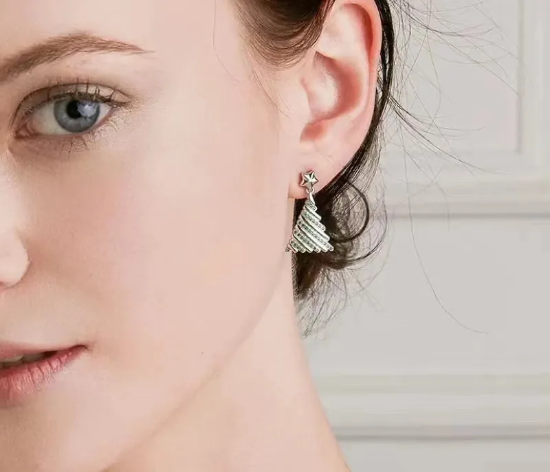 Elegant Rhinestone Christmas Tree Earrings